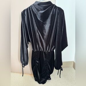 4SI3NNA Black Mini Dress with Mock Neck